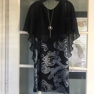 ENFOCUS Black & Silver paisley Cocktail Dress